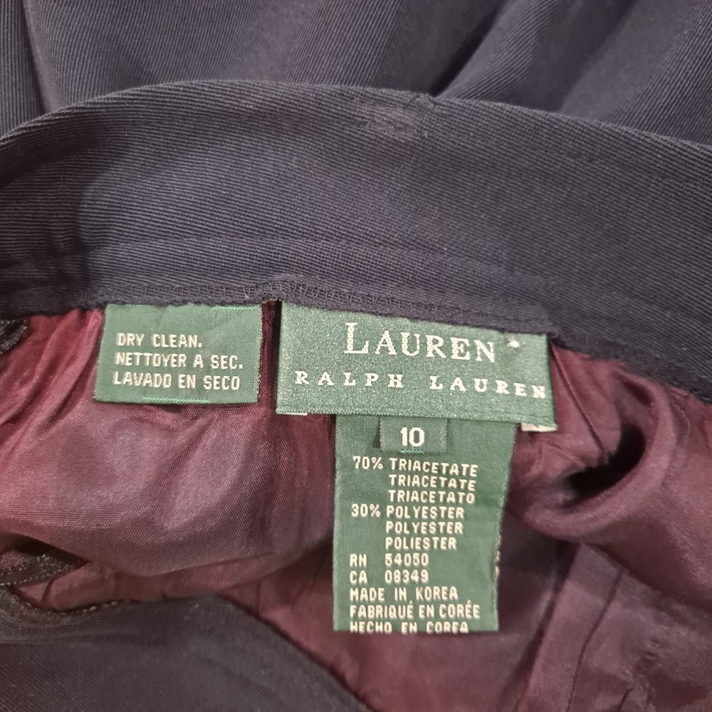 Size 10 Lauren Ralph Lauren Navy Long Pencil Skirt Lined Preppy Old Money - Picture 6 of 6